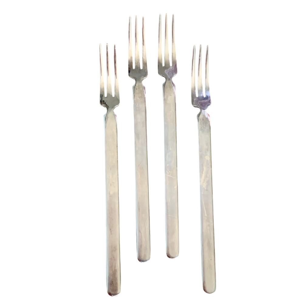 Knobler Cocktail Forks Vintage MCM 6" Lot 4 Stainless Steel Japan Seafood Relish